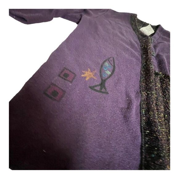 Vintage Play Alegre Linen Shirt Jacket M Hand Painted Art to Wear Fish Nautical - Picture 3 of 8